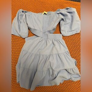 Dusty Blue Backless Dress